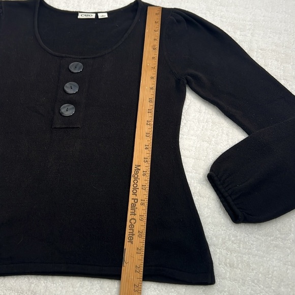 Cato black long sleeve round neck sweater with button accent size medium - Picture 3 of 7